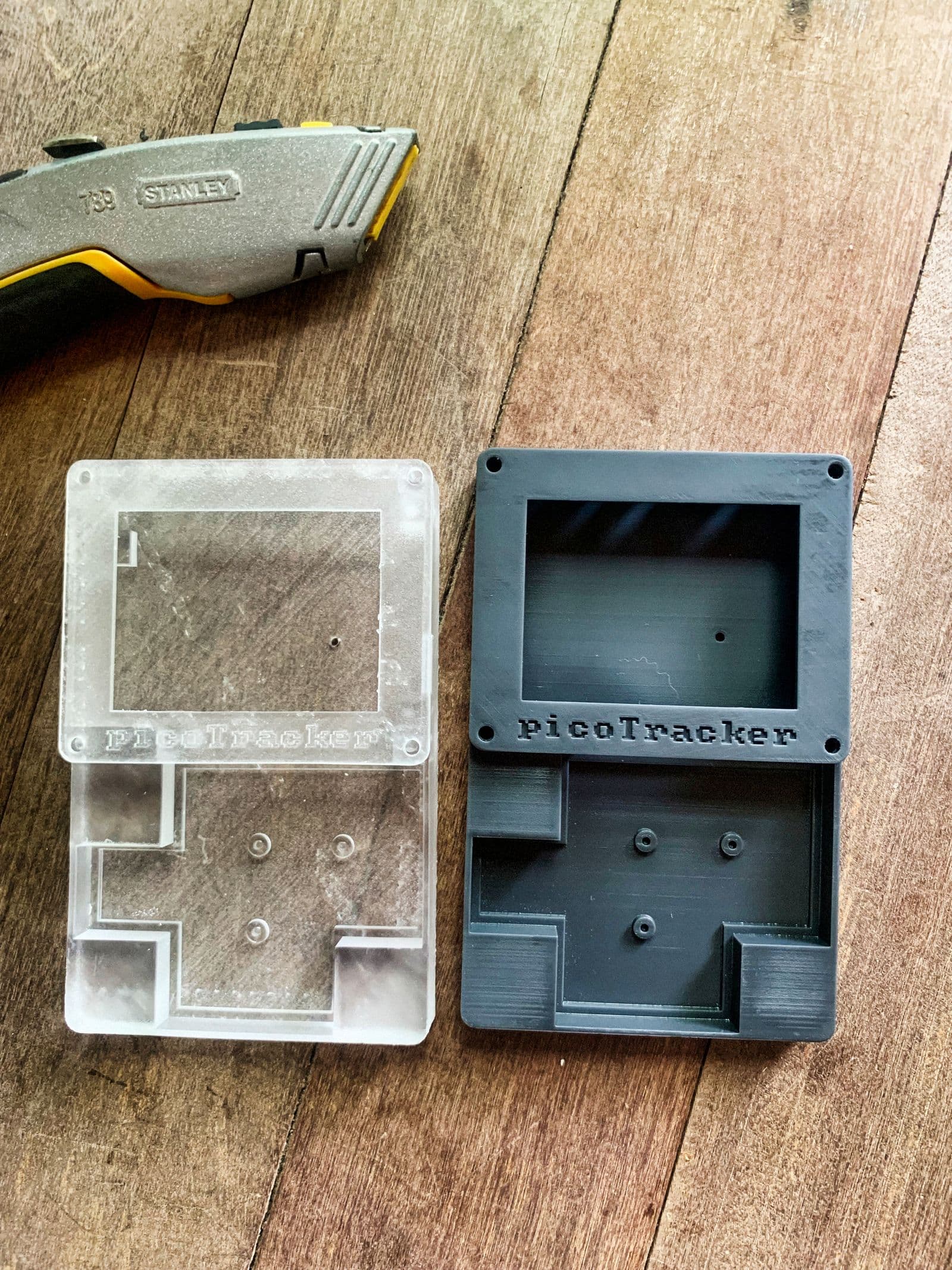 Two identical 3D printed enclosures side by side